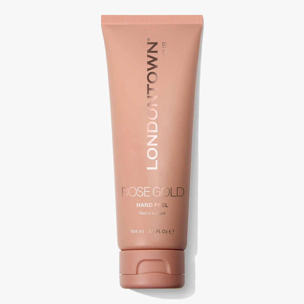 Tube of Londontown Kur Rose Gold Hand Peel, 104 ml, against a white background.